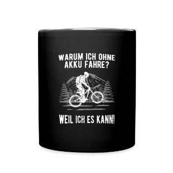Fahrrad MTB fahren ohne Akku Strom Downhill - Tasse einfarbig - Schwarz - Vorne