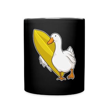 Duck Surfing Surfboard Summer - Full Colour Mug - black - Front