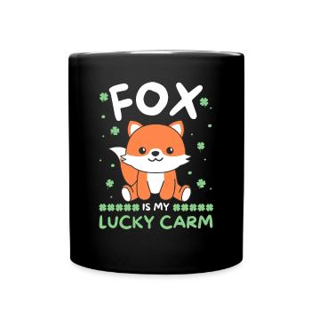 Fox is my lucky carm Clover St Patrick's Day - Full Colour Mug - black - Front
