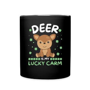 Deer is my lucky carm Clover St Patrick's Day - Full Colour Mug - black - Front
