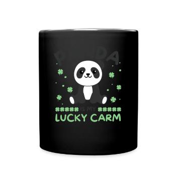 Panda is my lucky carm Clover St Patrick's Day - Full Colour Mug - black - Front