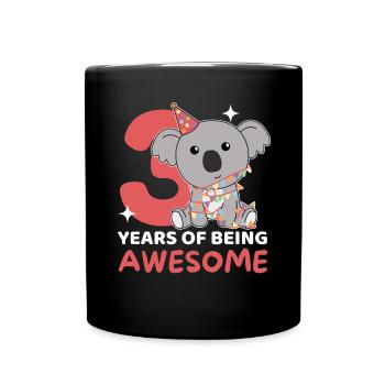 Koala for 3rd birthday children three years old - Full Colour Mug - black - Front