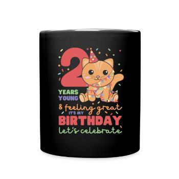 Chat pour les enfants de 2e anniversaire de deux ans - Mug uni - noir - Devant