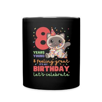 8th birthday cat Children eight years old - Full Colour Mug - black - Front