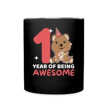 Quokka for 1st birthday for children one year old - Full Colour Mug - black - Front