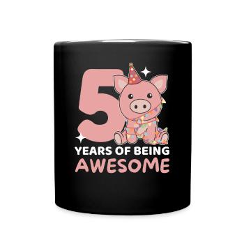 Cochon pour les 5 ans Enfants de cinq ans - Mug uni - noir - Devant
