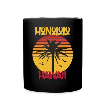 Hawaii Honolulu Palmen Ocean Surfing - Tasse einfarbig - Schwarz - Vorne