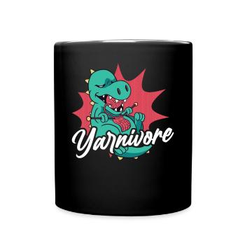 Knitting Knitter Pun Dinosaur - Tasse einfarbig - Schwarz - Vorne