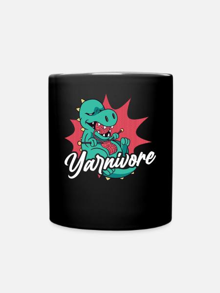 Knitting Knitter Pun Dinosaur - Tasse einfarbig - Schwarz