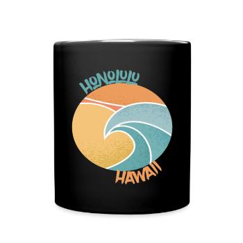 Honolulu Surfing Palmen Hawaii Urlaub Ozean - Tasse einfarbig - Schwarz - Vorne