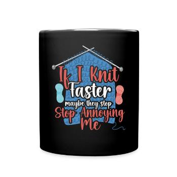 Tricoter si je tricote plus vite - Mug uni - noir - Devant