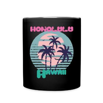 Palm Hawaii Honolulu Vacances Plage Océan - Mug uni - noir - Devant