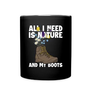 La nature et mes bottes Randonnée Trekking Randonnée en montagne - Mug uni - noir - Devant