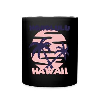 Familienurlaub Hawaii Honolulu Palm Tree Beach Oce - Tasse einfarbig - Schwarz - Vorne