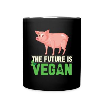 Vegan Fleischlos Tierlieb & Veganer - Tasse einfarbig - Schwarz - Vorne