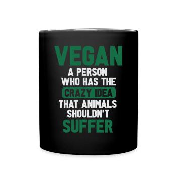 Vegan Fleischlos Tierlieb & Veganer - Tasse einfarbig - Schwarz - Vorne