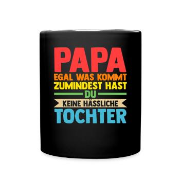 Papa Vater Tochter Vatertag - Tasse einfarbig - Schwarz - Vorne
