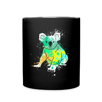 Splash Art Koalabär - Tasse einfarbig - Schwarz - Vorne