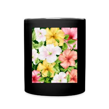 Coconut Girl Aesthetic Hibiscus Pattern - Tasse einfarbig - Schwarz - Vorne