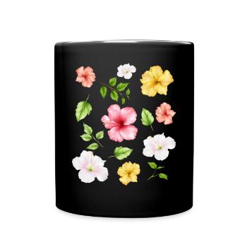 Coconut Girl Aesthetic Hibiscus Flowers - Tasse einfarbig - Schwarz - Vorne