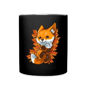 Roter Waldfuchs Baby Tier Herbst Herbst BlätterFuchs k - Tasse einfarbig - Schwarz - Vorne