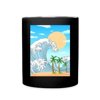 Coconut Girl Esthétique Grande Vague au large de Kanagawa - Mug uni - noir - Devant