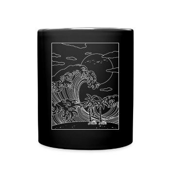 Coconut Girl Aesthetic Kanagawa Wave Summer Beach - Tasse einfarbig - Schwarz - Vorne
