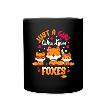 Nur ein Mädchen, das Füchse liebt Kinder Mädchen Süßer Fuchs Gi - Tasse einfarbig - Schwarz - Vorne