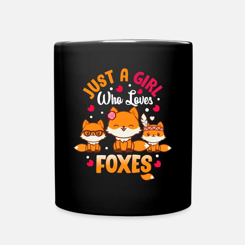 Juste une fille qui aime les renards Enfants Filles mignonnes Fox Gi - Mug uni - noir
