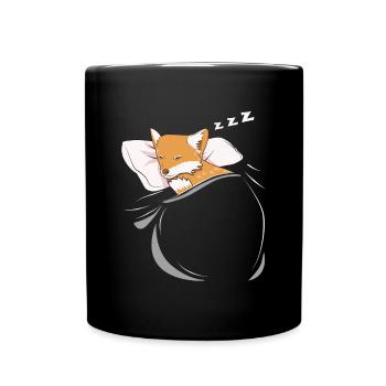 Fox Sleeping Animal Pajamas Nap PJs Outfit Gift Fo - Full Colour Mug - black - Front