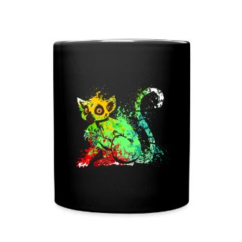 Splash Art Ringtail Maki Madagascar lémuriens - Mug uni - noir - Devant