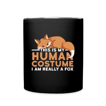 This Is My Human Costume I'm Really A Fox Hallowee - Full Colour Mug - black - Front