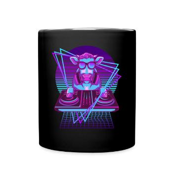 Vaporwave Kuh DJ Pult Kuh - Tasse einfarbig - Schwarz - Vorne