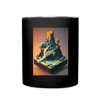 Voxel Fantasy Gaming Gaming Gamer Pixel Block - Full Colour Mug - black - Front