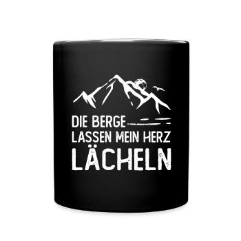 Die Berge lassen mein Herz lächeln - Tasse einfarbig - Schwarz - Vorne