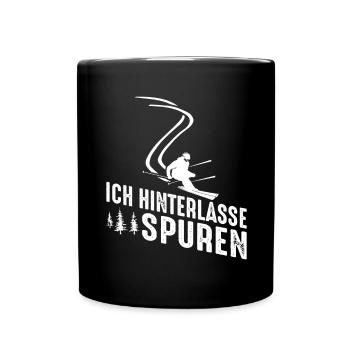 Ich hinterlasse Spuren – Skifahrer - Tasse einfarbig - Schwarz - Vorne