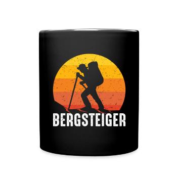 Bergsteiger Retro Motiv mit Sonnenuntergang - Tasse einfarbig - Schwarz - Vorne