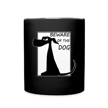 Drôle de chemise / autocollant de chien. Méfiez-vous du chien - Mug uni - noir - Devant