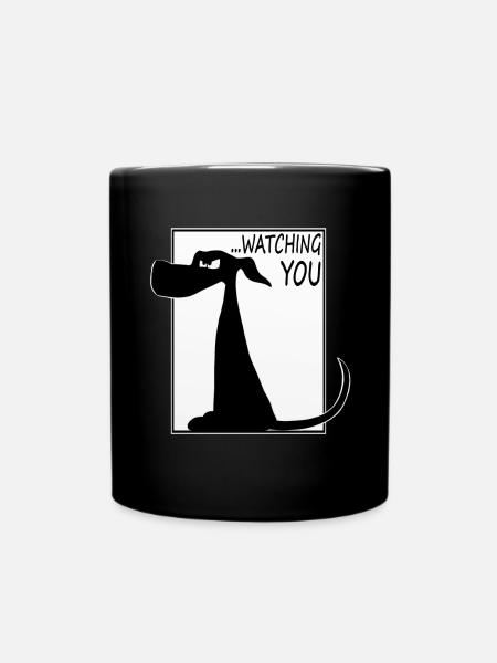 Chemise et autocollant de chien drôle - Mug uni - noir