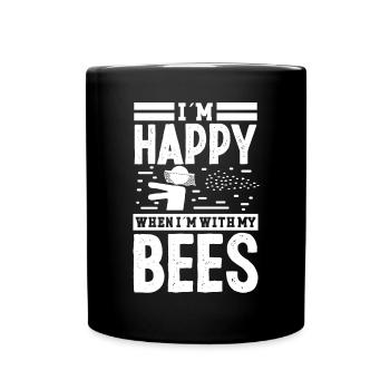 Beekeeper Happy When Im With My Bees Beekeeping - Full Colour Mug - black - Front