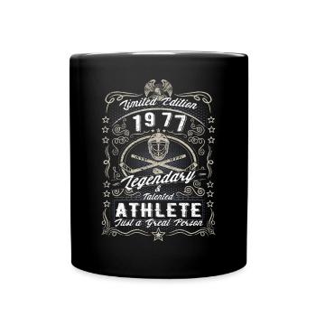 Vintage 1977 Ice Hockey Birthday Gift Hobby - Full Colour Mug - black - Front