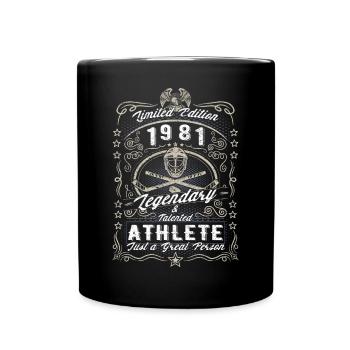 Vintage 1981 Hockey sur glace Cadeau d’anniversaire Hobby - Mug uni - noir - Devant