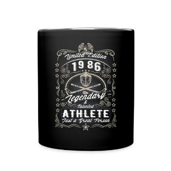 Vintage 1986 Ice Hockey Geburtstag Geschenk Hobby - Tasse einfarbig - Schwarz - Vorne