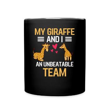 Meine Giraffe und ich Afrika Tier Geschenk Giraffe - Tasse einfarbig - Schwarz - Vorne