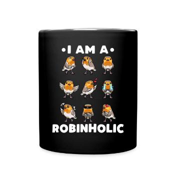 Robin Bird Robinholic - Full Colour Mug - black - Front