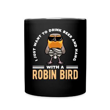 Robin Bird - Full Colour Mug - black - Front