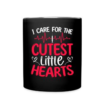 I Care For The Cutest Little Hearts - Full Colour Mug - black - Front