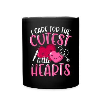 I Care For The Cutest Little Hearts - Full Colour Mug - black - Front