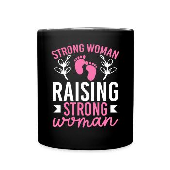 Femme forte Élever une femme forte - Mug uni - noir - Devant