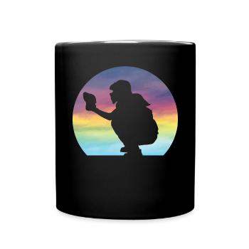 Women's Softball Catcher Silhouette Girls - Full Colour Mug - black - Front